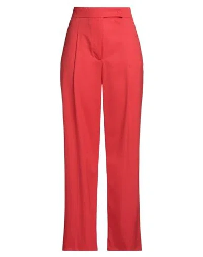 Luisa Spagnoli Woman Pants Coral Size 8 Polyester, Wool, Elastane In Red