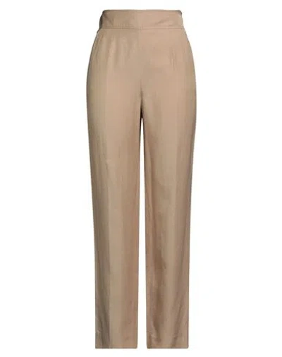 Luisa Spagnoli Woman Pants Beige Size 10 Viscose, Linen In Brown