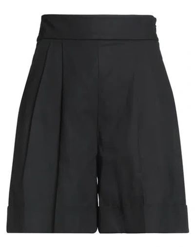 Luisa Spagnoli Woman Shorts & Bermuda Shorts Black Size 12 Cotton, Elastane In Black