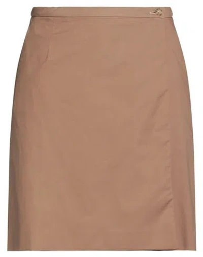 Luisa Spagnoli Woman Mini Skirt Camel Size 10 Cotton, Elastane In Brown