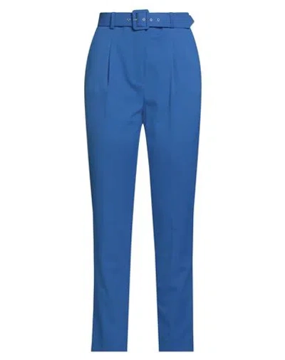 Luisa Spagnoli Woman Pants Bright Blue Size 8 Polyester, Virgin Wool, Elastane In Blue