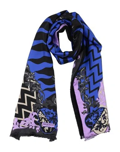 Pucci Woman Scarf Blue Size - Silk, Cashmere In Blue