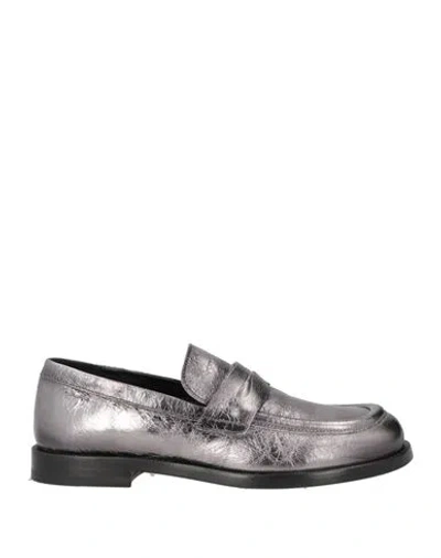 Alexander Hotto Woman Loafers Silver Size 7 Leather In Silver
