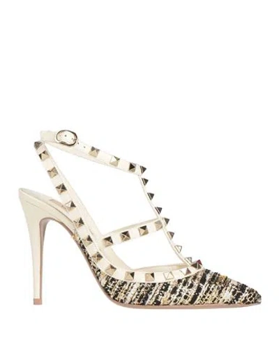 Valentino Garavani Woman Pumps White Size 8 Leather, Textile Fibers