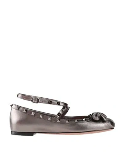 Valentino Garavani Woman Ballet Flats Lead Size 7.5 Leather