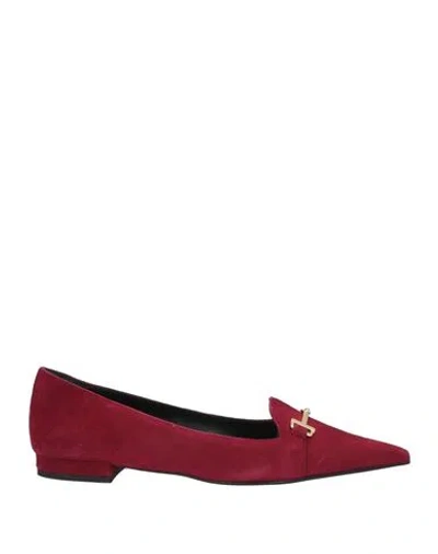 Roberto Festa Woman Loafers Burgundy Size 7 Leather