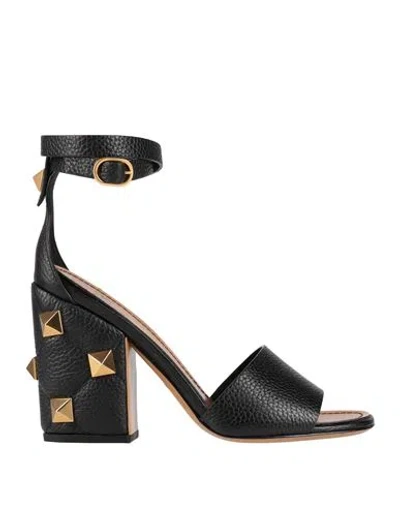 Valentino Garavani Woman Sandals Black Size 8 Leather
