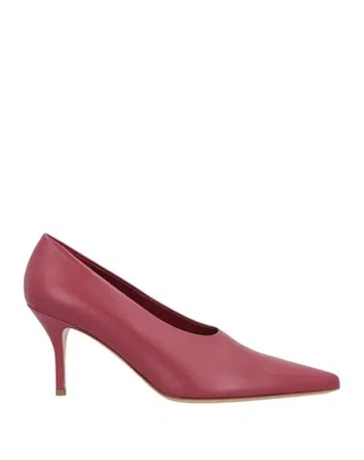 Gia Borghini Woman Pumps Burgundy Size 8 Leather In Red