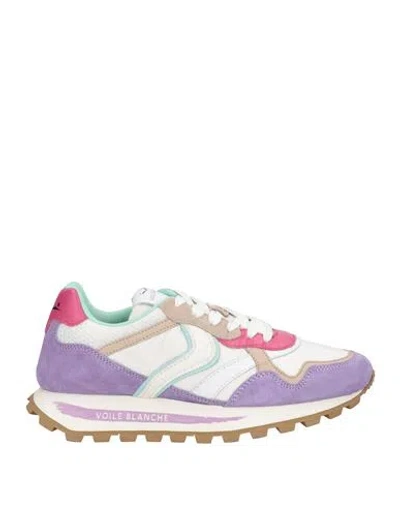 Voile Blanche Woman Sneakers White Size 7 Calfskin, Nylon In Multi