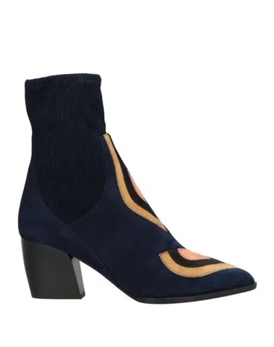 Pierre Hardy Woman Ankle Boots Navy Size 8 Lambskin In Blue