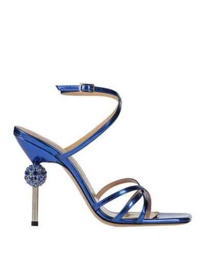 Camilla Gabrieli Woman Sandals Bright Blue Size 10 Textile Fibers