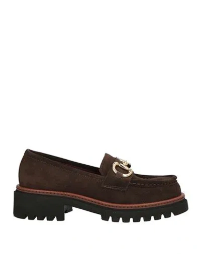 Calpierre Woman Loafers Dark Brown Size 8 Leather