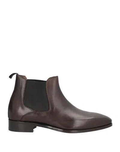 Calpierre Man Ankle Boots Dark Brown Size 9 Leather