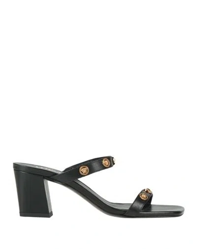 Versace Woman Sandals Black Size 8 Calfskin