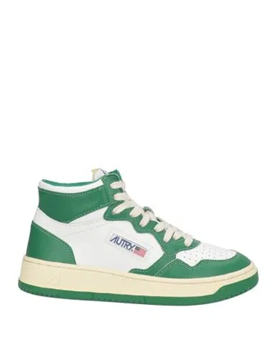Autry High-top Lace-up Leather Sneakers In Green