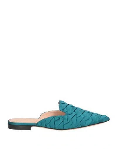 Alberta Ferretti Woman Mules & Clogs Turquoise Size 8 Textile Fibers