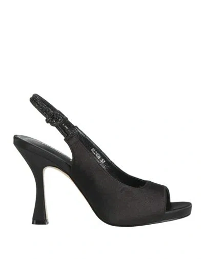 Luciano Barachini Elite Woman Sandals Black Size 8 Textile Fibers