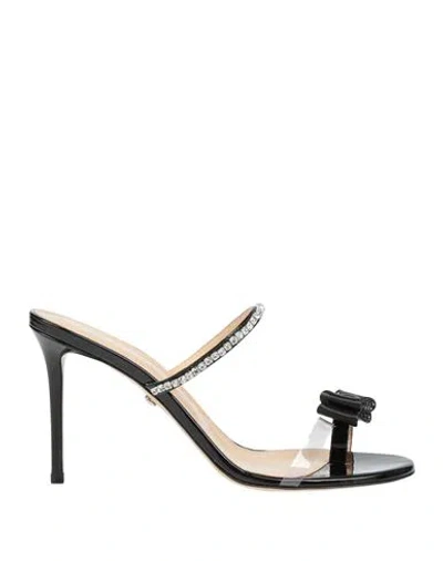 Mach&mach Mach & Mach Woman Thong Sandal Black Size 8 Leather, Plastic