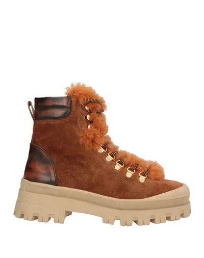 Ras Woman Ankle Boots Tan Size 8 Leather