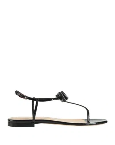 Mach&mach Mach & Mach Woman Thong Sandal Black Size 8 Leather