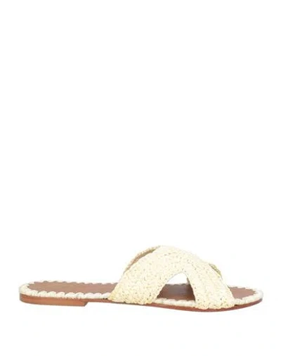 De Siena Woman Sandals Cream Size 8 Textile Fibers In Neutral