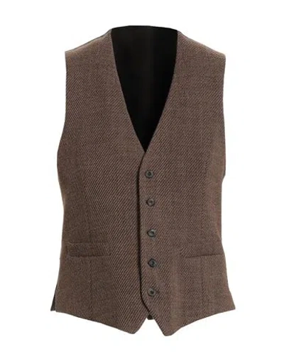 Lardini Man Tailored Vest Brown Size 42 Wool, Cotton, Elastane In Brown