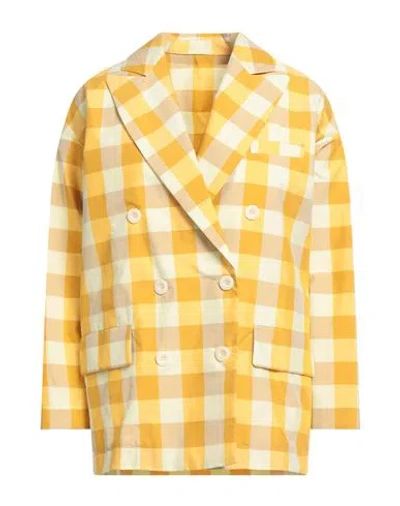 Solotre Woman Blazer Yellow Size 4 Cotton, Polyester In Yellow