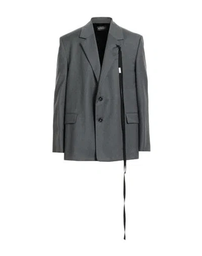 Ann Demeulemeester Man Blazer Grey Size 42 Virgin Wool, Cupro In Gray