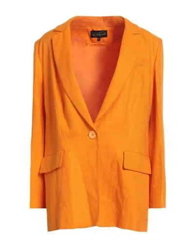Luisa Spagnoli Woman Blazer Orange Size M Linen In Orange