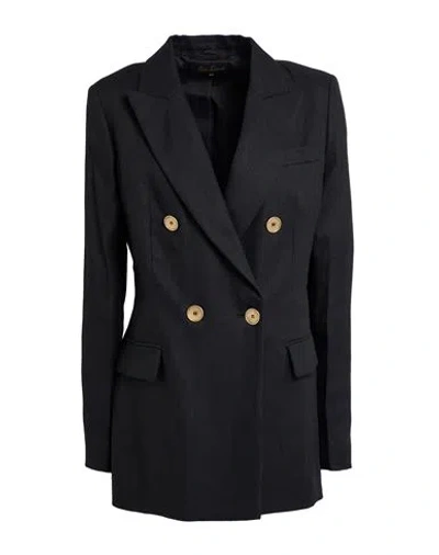 Luisa Spagnoli Woman Blazer Black Size 12 Linen In Black