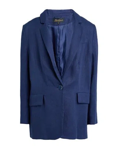 Luisa Spagnoli Woman Blazer Navy Size L Linen In Blue