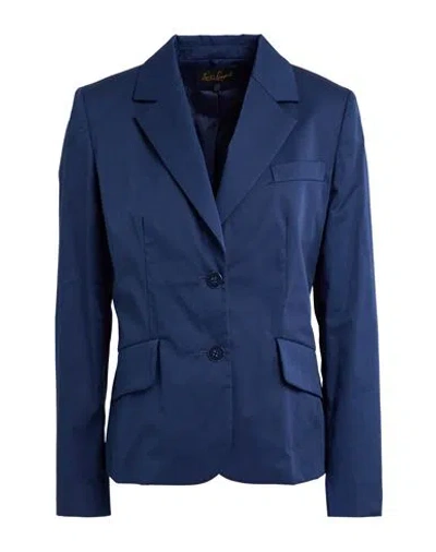 Luisa Spagnoli Woman Blazer Blue Size 12 Cotton, Elastane In Blue
