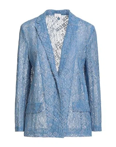 Rebel Queen By Liu •jo Woman Blazer Azure Size L Polyamide, Viscose, Cotton, Polyester