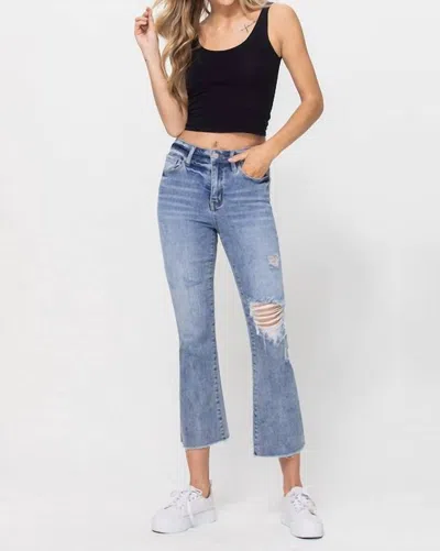 Vervet By Flying Monkey Cover Me In Sunshine High Rise Ankle Flare Pant In Blue In Blue