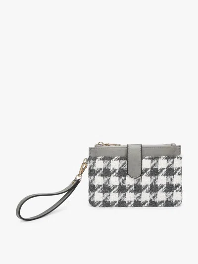Jen & Co. Women's Pearl Wallet Clutch Houndstooth In Grey/white