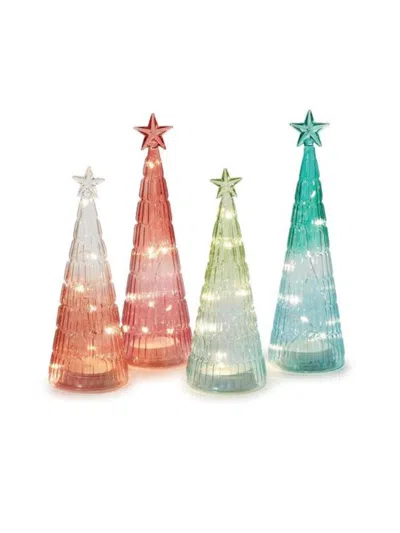 Two's Company Set Of 4 Pastel Ombre Light Up Trees In Multi In Multi