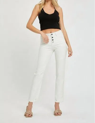 Risen Mid-rise Tummy Control Tapered Pants In White In White