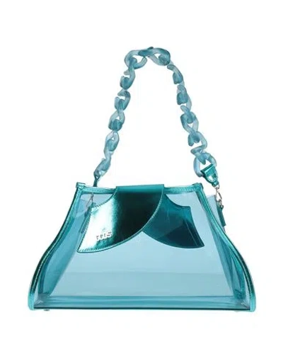 Gcds Woman Handbag Turquoise Size - Pvc - Polyvinyl Chloride, Leather In Blue