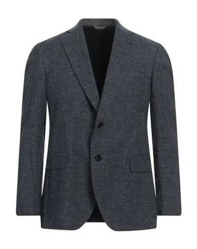 Idea Italian Design Elements Of Apparel Man Blazer Navy Size 40 Virgin Wool, Cotton, Linen
