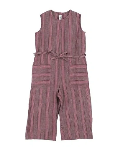 Il Gufo Toddler Girl Jumpsuit Dark Purple Size 6 Linen In Pink