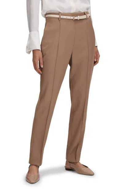 Reiss Womens Mink Neutral Wren Slim-leg Mid-rise Woven Trousers In Brown