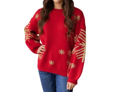 Southern Grace Nightfall Knit Sweater In Frost Red In Red