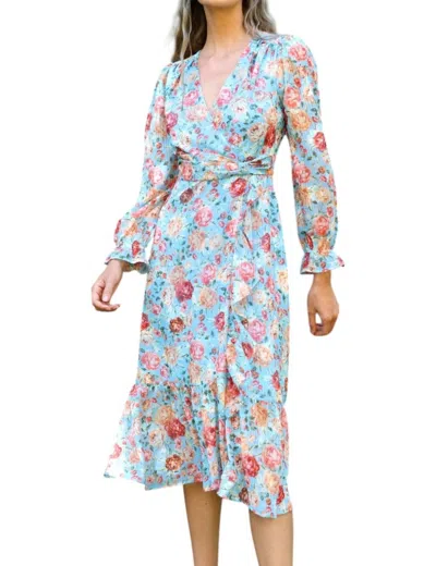 Adelyn Rae Penelope Faux Wrap Dress In Baby Blue In Blue