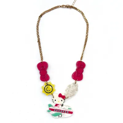 Irregular Choice Hello Kitty Summer Day Necklace In White/pink