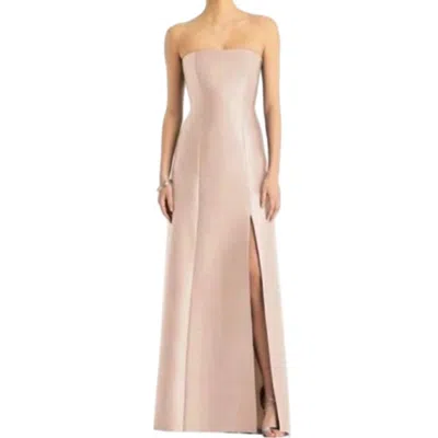 Alfred Sung Strapless Satin Gown Formal Dress In Cameo Pink In Pink