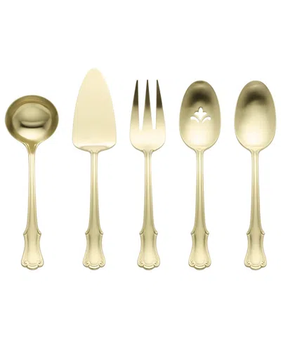 Oneida James Street Satin Champagne 5 Piece Hostess Set In Gold