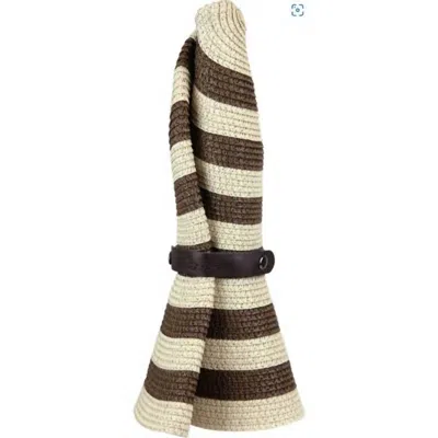 Sunlily Women's Foldable Packable Travel Sun Hat In Brown Cream Stripe