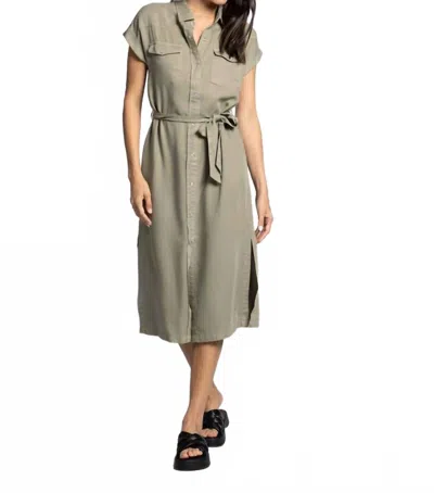 Thread & Supply Tillie Side Slits Midi Dress In Sage In Gray