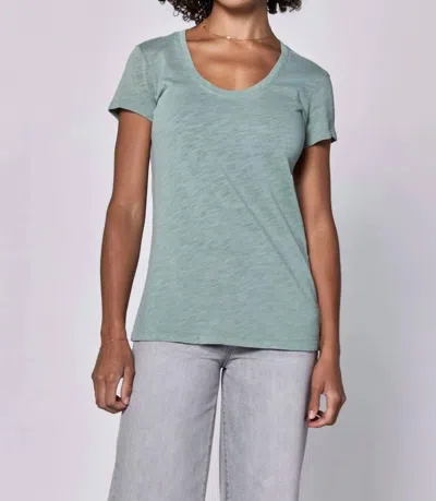 Dear John Denim Katya Scoop Neck Short Sleeve Top In Iceberg Green In Green
