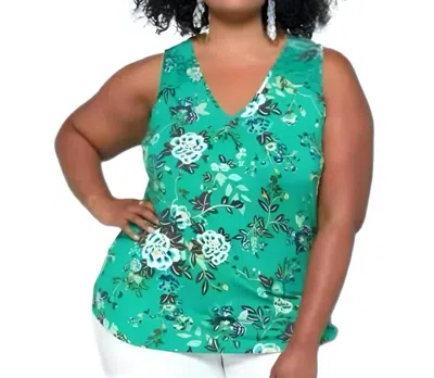 Daniel Rainn Floral Crochet Lace Sleeveless Blouse In Tropical Green In Green